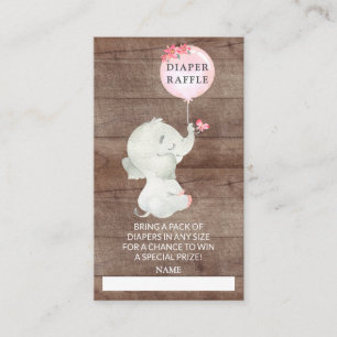 Sweet Elephant Baby Shower Diaper Raffle Ticket Begleitkarte