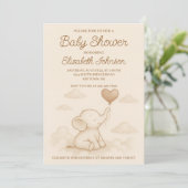 Sweet Elephant Baby Shower Einladung (Stehend Vorderseite)