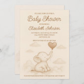 Sweet Elephant Baby Shower Einladung (Vorne/Hinten)