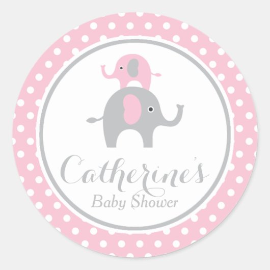 Sweet Elephant Baby Shower Sticker (Vorderseite)