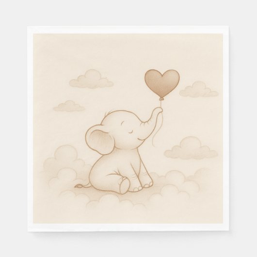 Sweet Elephant Baby Showpapier Napkins Serviette (Vorderseite)