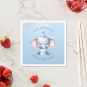 Sweet Elephant Blue Birthday Serviette (Beispiel)