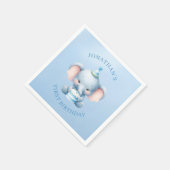 Sweet Elephant Blue Birthday Serviette (Ecke)