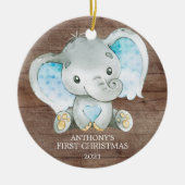 Sweet Elephant Boy Baby's First Christmas Ornament (Vorne)