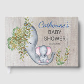 Sweet Elephant Floral Rustic Baby Dusche Gästebuch (Vorderseite)