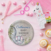 Sweet Elephant Floral Rustic Baby Dusche Pappteller (Party)