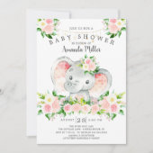 Sweet Elephant Girls Babydusche Einladung (Vorderseite)