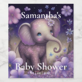 Sweet Elephant lila Baby Dusche Weinetikett (Einzelnes Label)