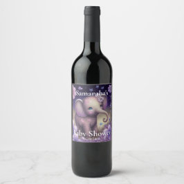 Sweet Elephant lila Baby Dusche Weinetikett