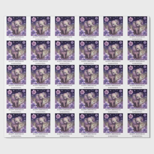 Sweet Elephant LILA Wrapping Paper Geschenkpapier (Flach)