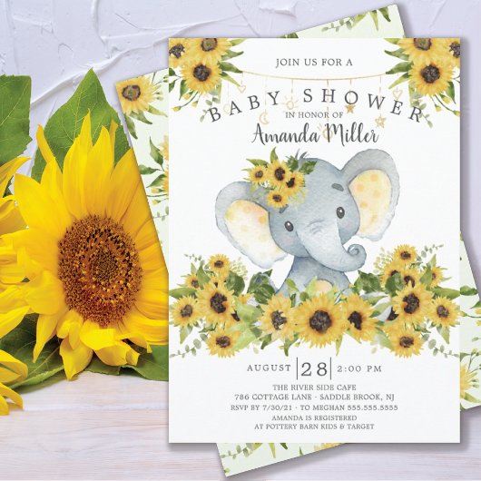 Sweet Elephant Neutral Baby Shower Einladung