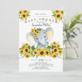 Sweet Elephant Neutral Baby Shower Einladung (Stehend Vorderseite)