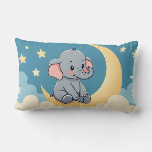 Sweet Elephant on Moon - Kids Pillow Lendenkissen