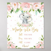 Sweet Elephant Pink Floral Gold Mama-Rita Bar Sign Poster (Vorne)