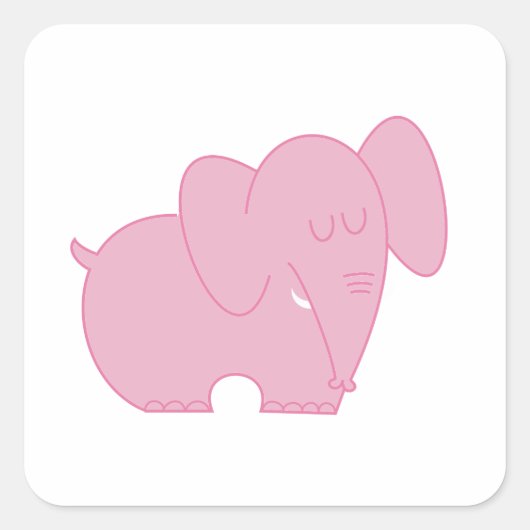 Sweet Elephant (Pink) Quadratischer Aufkleber (Vorderseite)
