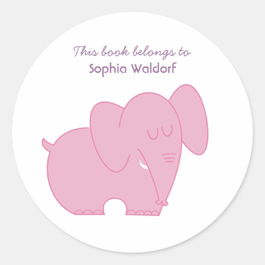 Sweet Elephant (Pink) Runder Aufkleber (Vorderseite)