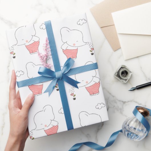 Sweet Elephant Seamless Pattern Design Geschenkpapier (Schenken)