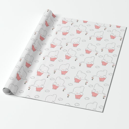 Sweet Elephant Seamless Pattern Design Geschenkpapier (Ungerollt)