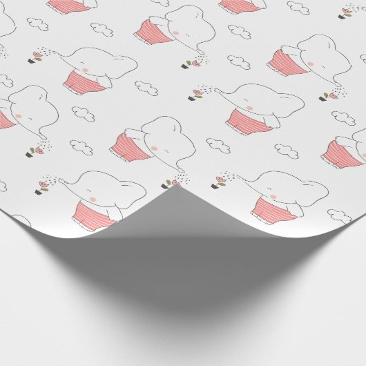 Sweet Elephant Seamless Pattern Design Geschenkpapier (Ecke)