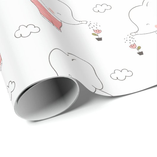 Sweet Elephant Seamless Pattern Design Geschenkpapier (Rolleneckpunkt)