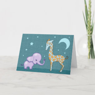Sweet Elephant und Giraffe Grußkarte Karte