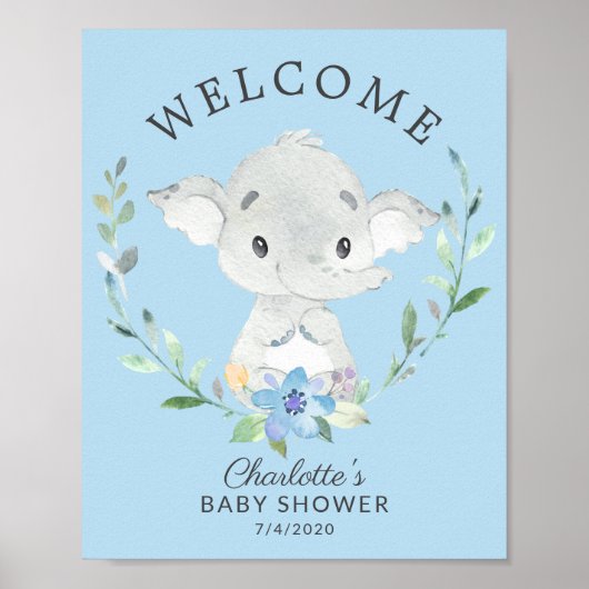 Sweet Elephant Welcome Baby Shower Poster (Vorne)