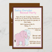Sweet Elephants Baby Gender Reveal Party Einladung (Vorne/Hinten)