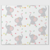 Sweet Elephants Hearts Baby Girl Geschenkpapier (Flach)