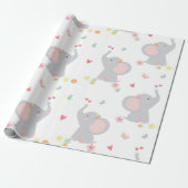 Sweet Elephants Hearts Baby Girl Geschenkpapier (Ungerollt)