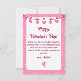 Sweet Embrace: Rosa, weißer romantischer Valentins Mitteilungskarte