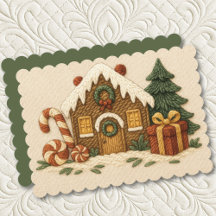 Sweet Embroided Gingerbrot House Design