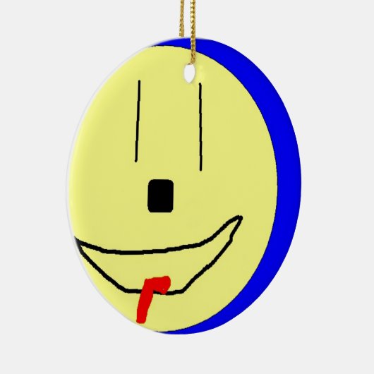 Sweet Emoji, Yellow Blue, Kunst von Kindern:) Keramik Ornament (Rechts)