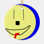 Sweet Emoji, Yellow Blue, Kunst von Kindern:) Keramik Ornament (Vorne)