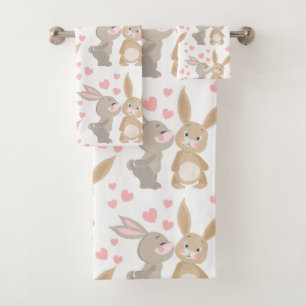Sweet Enamored Bunnies Badhandtuch Set
