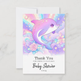 Sweet Enchanted Dolphin Baby Dusche Dankeskarte
