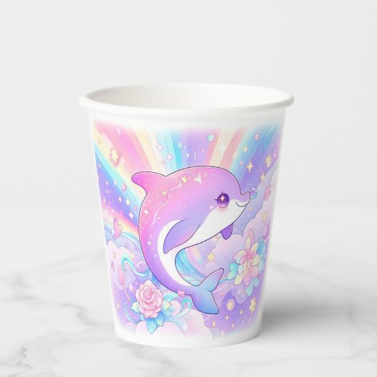 Sweet Enchanted Dolphin Baby Dusche Pappbecher (Vorderseite)