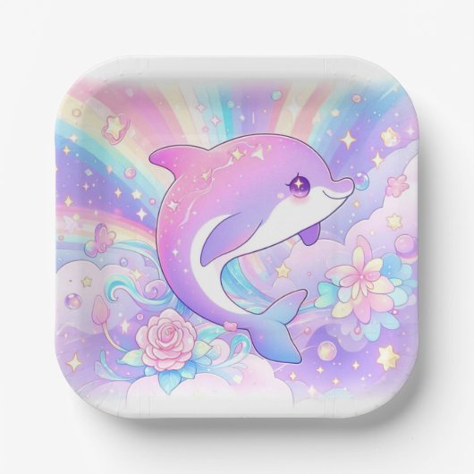 Sweet Enchanted Dolphin Baby Dusche Pappteller (Vorderseite)