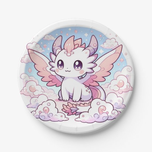 Sweet Enchanted Dragon Baby Shower Pappteller (Vorderseite)