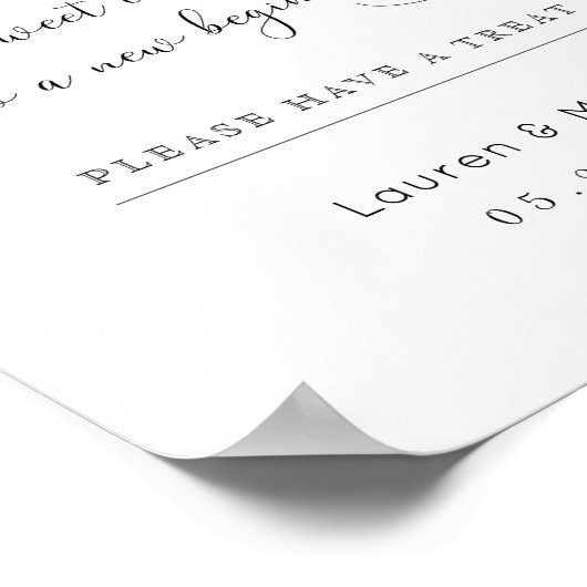 Sweet End to New Beginning Dessert Table Sign Poster (Ecke)