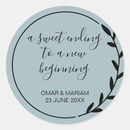Sweet Ending New Beging Eukalyptus Wedding Runder Aufkleber (Vorderseite)