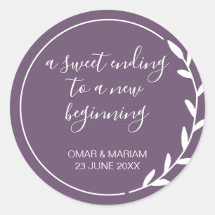 Sweet Ending New Beging Violet Lila Wedding Runder Aufkleber