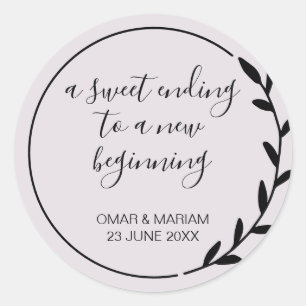 Sweet Ending New Beginner Lilac Lila Wedding Runder Aufkleber