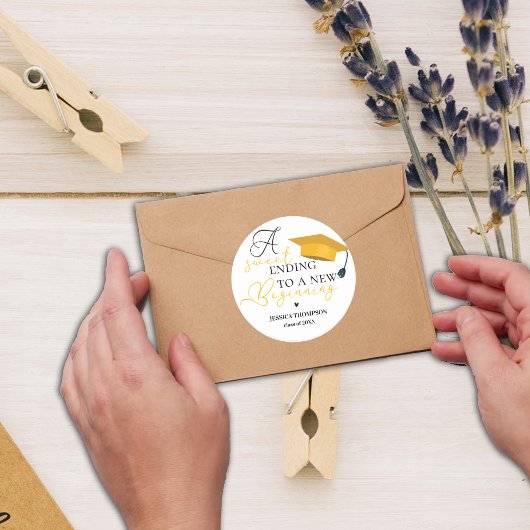 Sweet Ending to New Beginning 2025 Abschluss Runder Aufkleber