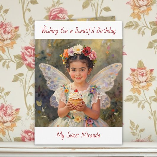 Sweet Fairy Girl | Personalized Birthday Karte