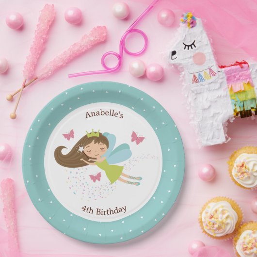 Sweet Fairy Princess Girl's Birthday Pappteller (Party)