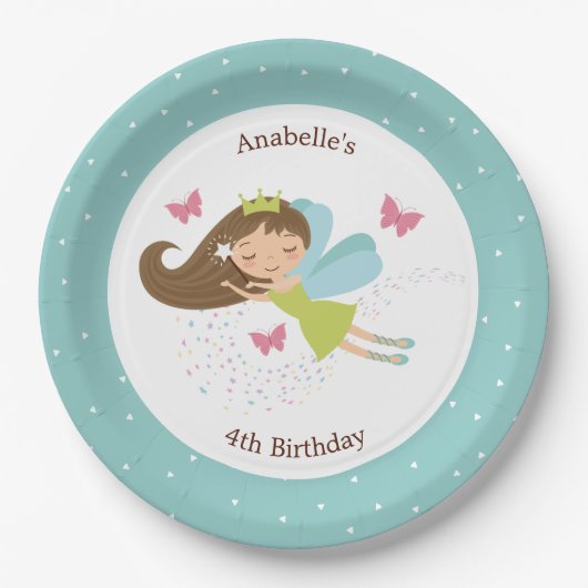Sweet Fairy Princess Girl's Birthday Pappteller (Vorderseite)