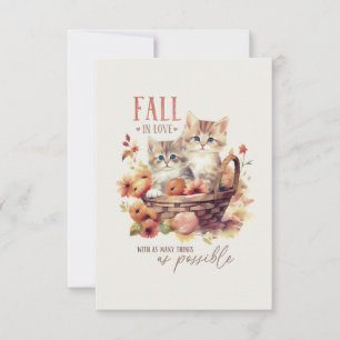 Sweet Fall Kittens in Pumpkin Basket Liebe Herbst  Dankeskarte