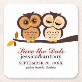 Sweet Fall Owls Gastgeschenk Hochzeit Rechteckiger Pappuntersetzer