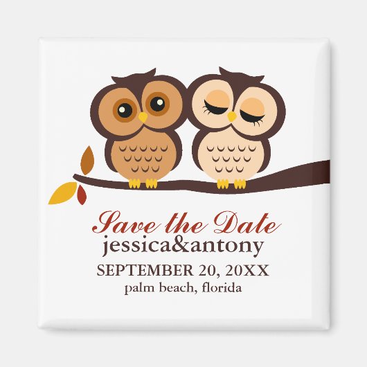Sweet Fall Owls Wedding Magnet (Vorne)
