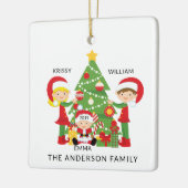 Sweet Family of 3 Personalisierte Weihnachten Keramikornament (Links)